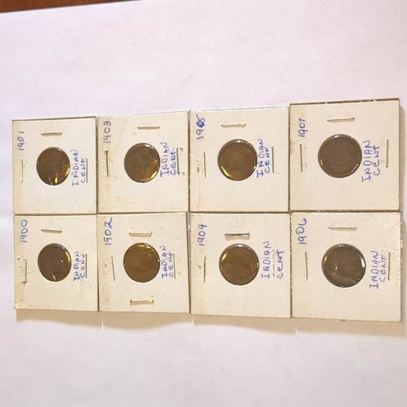 Lot of 8 Indian Head Cents from 1900 -1907 - Picture 3 of 16